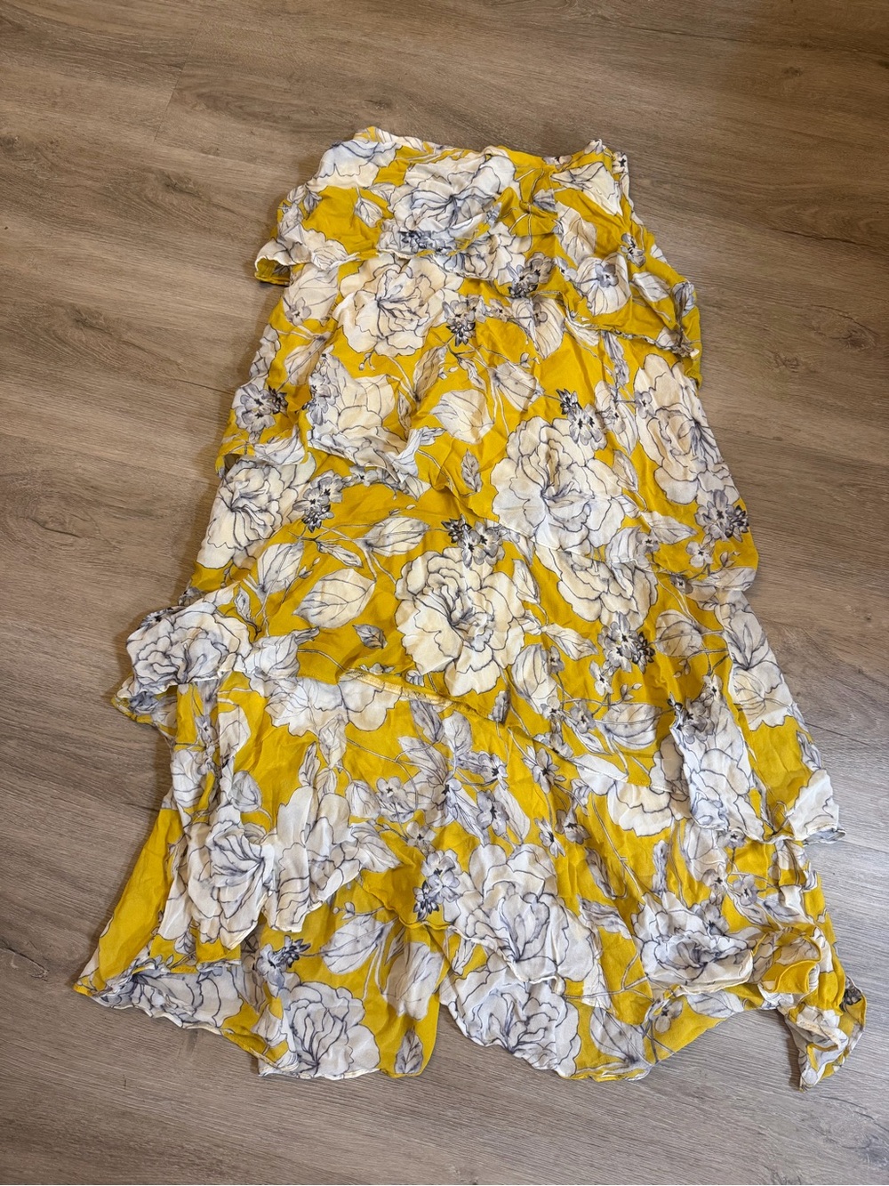 Yellow Floral Ruffled Women's Skirt